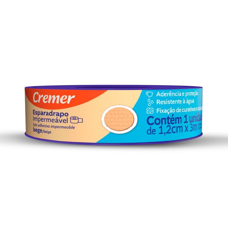 esparadrapo impermeável cremer bege 1,2cmx3m