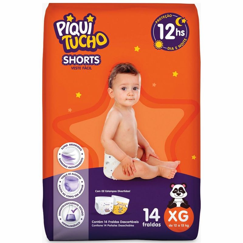 fralda descartável infantil shorts piquitucho jumbinho xg 14 unidades