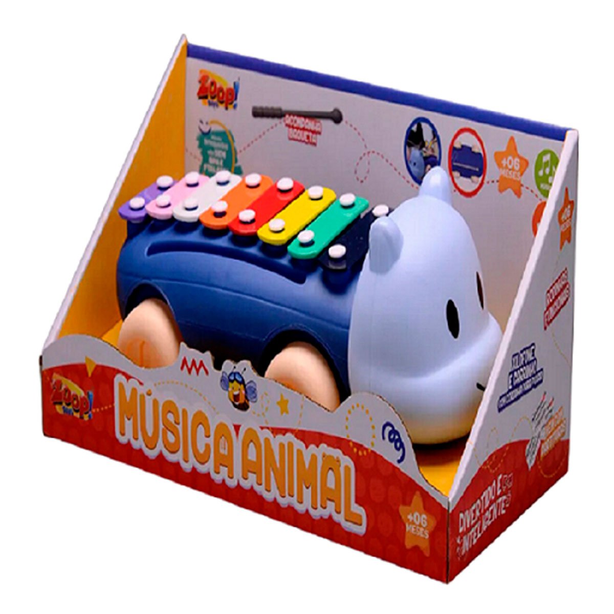 Xilofone Hipopótamo Zoop Brinquedo Infantil