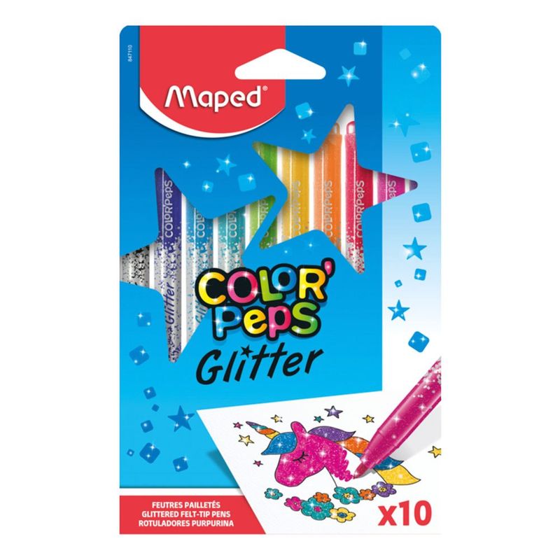 caneta hidrocor maped colorpeps glitter 10 cores 847110