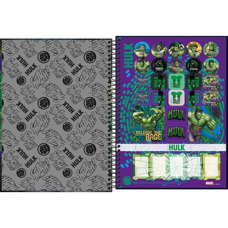 caderno tilibra espiral connect hulk 10 matérias 160 folhas sortido 359319