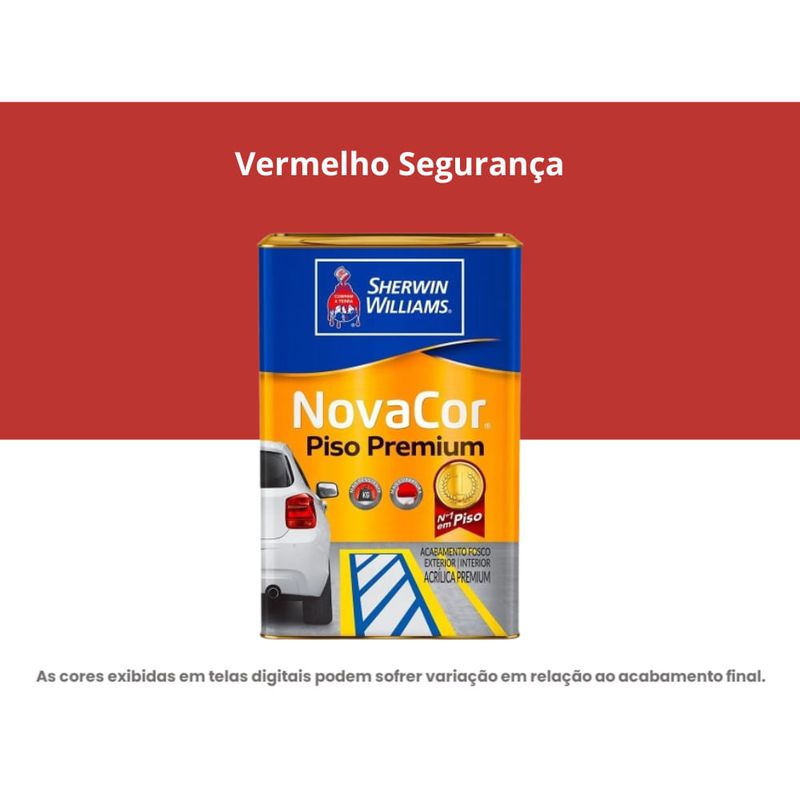 tinta acrílica sherwin-williams premium fosco novacor piso 18l 38089506 vermelho segurança (mp)