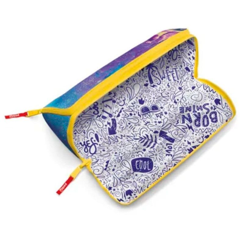 estojo escolar dupla face maped 2 divisórias mármore roxo (mp)