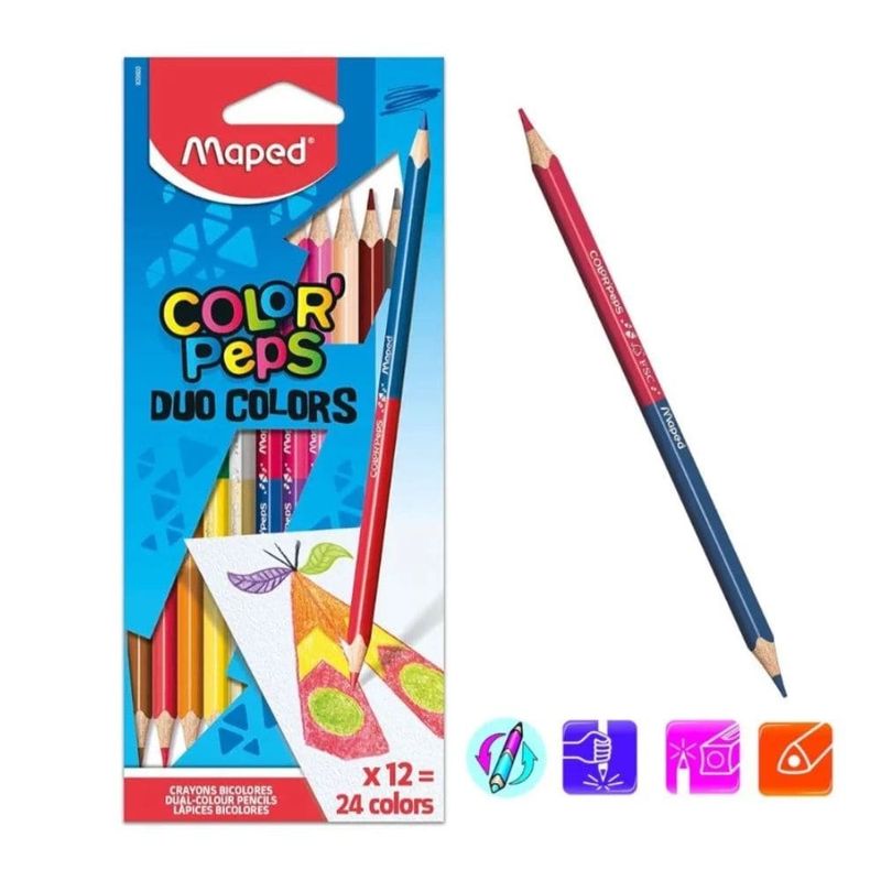 lápis de cor maped color peps duo 12 lápis 24 cores (mp)