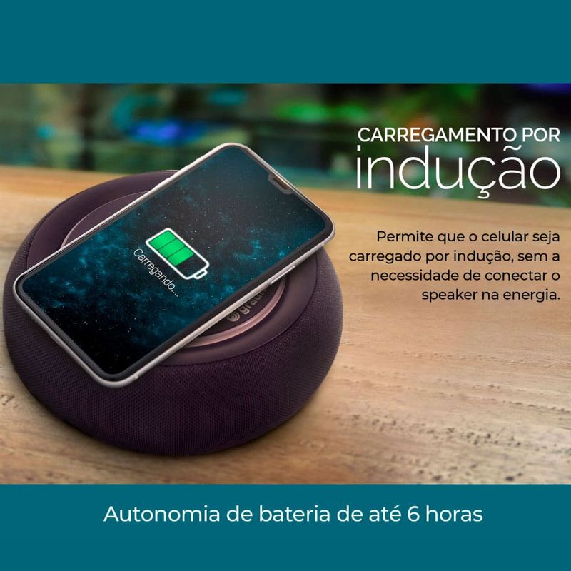 caixa de som bluetooth gradiente com carregador por indução 20w gsp10 preto (mp)