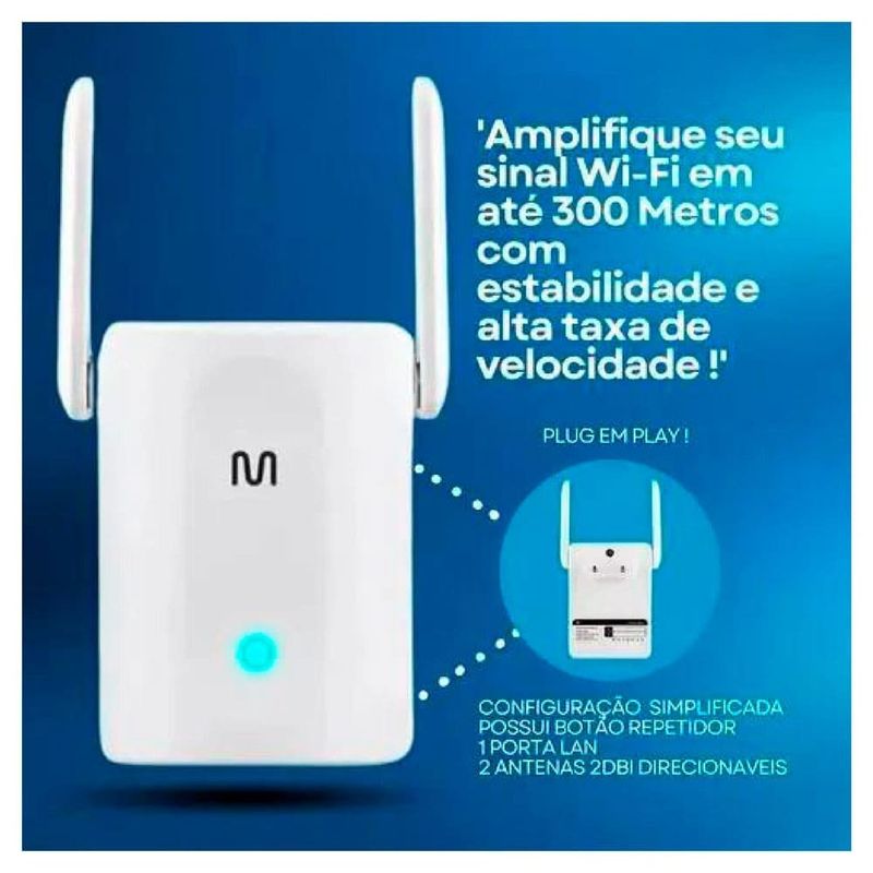 repetidor de sinal multilaser 300mbps bivolt 121w re059 (mp)