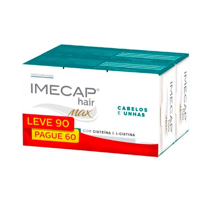 imecap hair max leve 90 e pague 60 cápsulas cabelos e unhas fqm