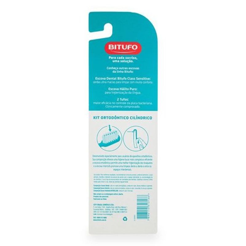 kit ortodôntico bitufo 1 escova de dente 1 escova interdental 6 refis interdentais cilindricas