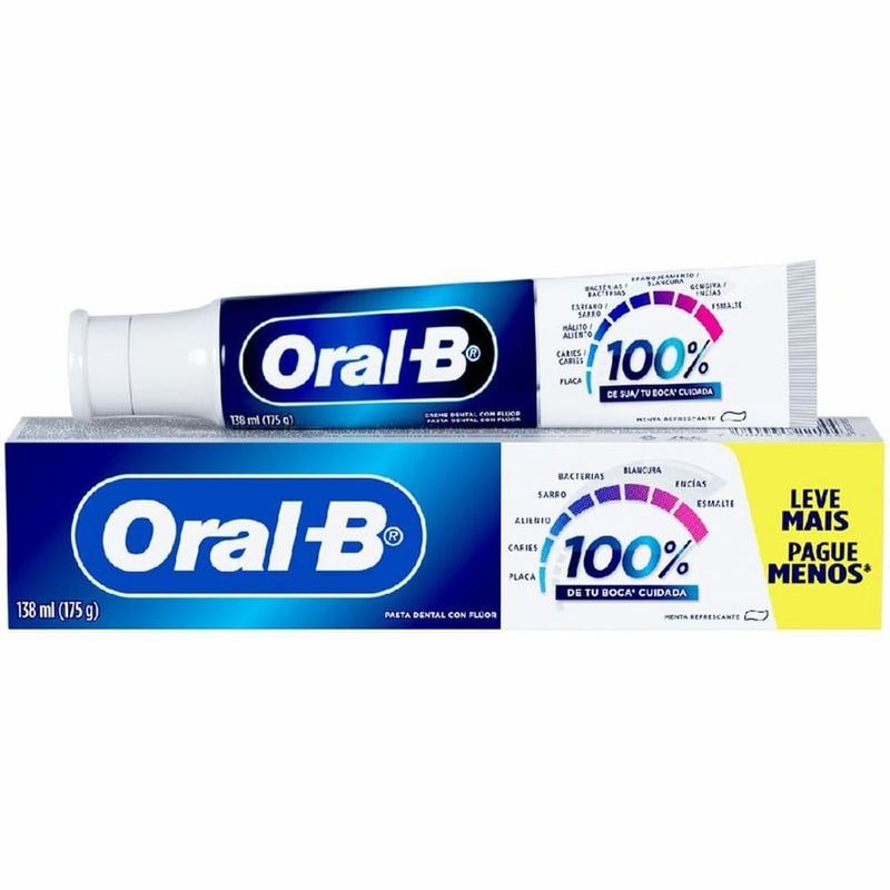 creme dental oral-b 100% menta refrescante 90g