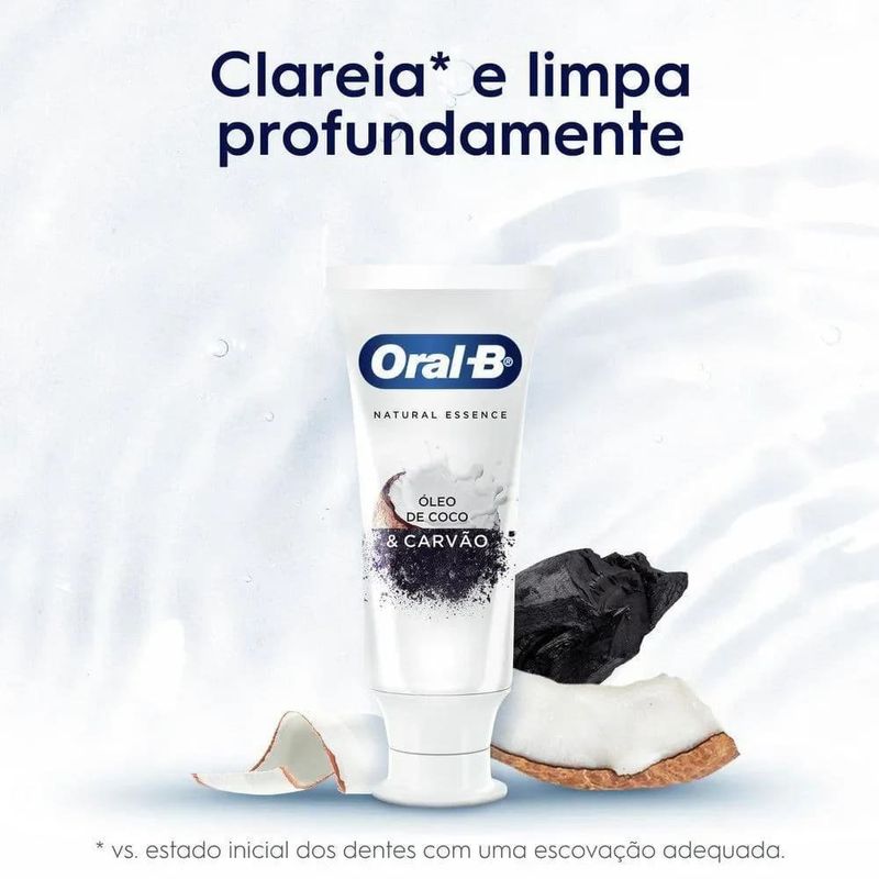 creme dental oral-b natural essence óleo de coco e carvão102g