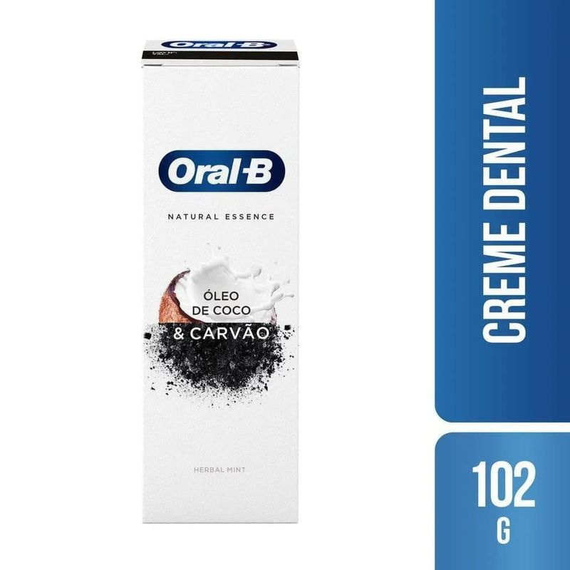 creme dental oral-b natural essence óleo de coco e carvão102g