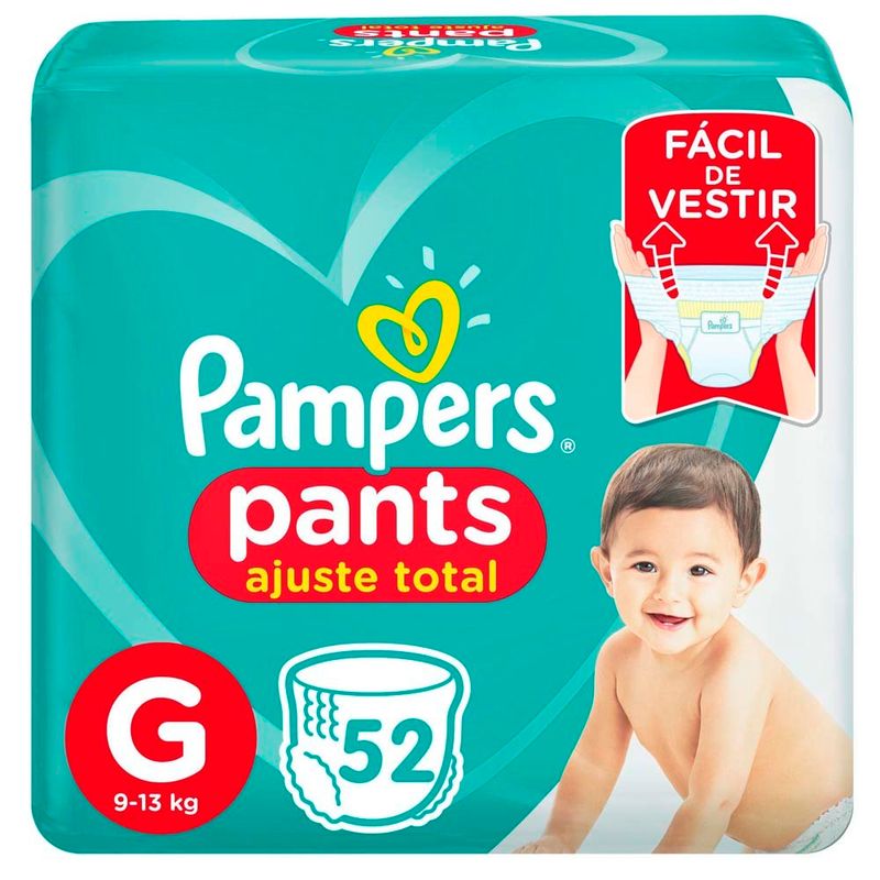 fralda descartável infantil pampers pants ajuste total g 52 unidades