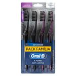 escova de dente oral-b 5 ações com carvão macia 4 unidades
