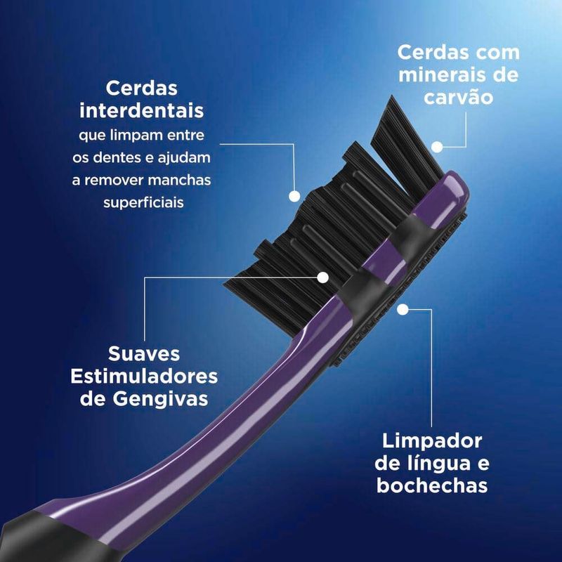 escova de dente oral-b 5 ações com carvão macia 4 unidades