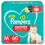 fralda descartável infantil pampers pants ajuste total m 60 unidades