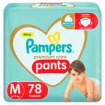 fralda descartável infantil pampers premium care pants m 78 unidades