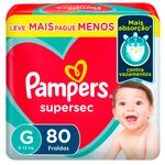 fralda descartável infantil pampers supersec g 80 unidades