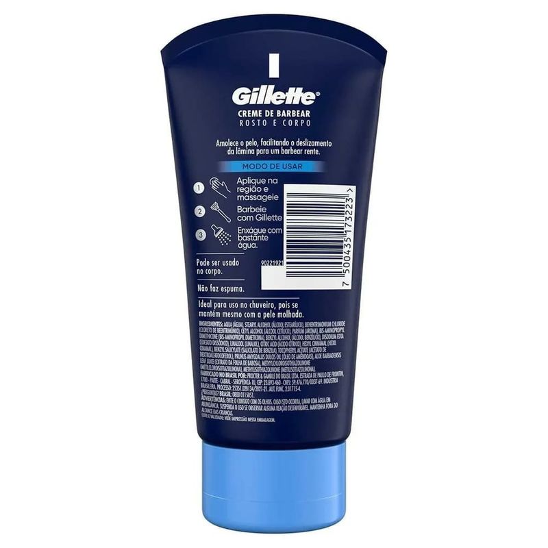 creme de barbear gillette rosto e corpo 150ml