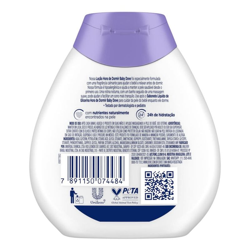loção hidratante dove baby hora de dormir hidratação relaxante 200ml