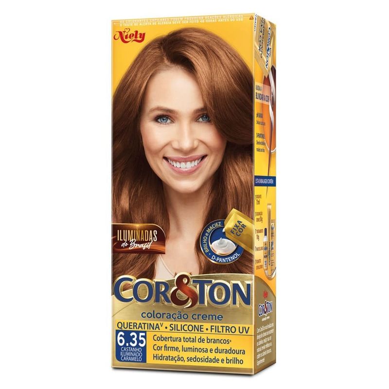 tinta para cabelo cor&ton castanho claro dourado 6.35