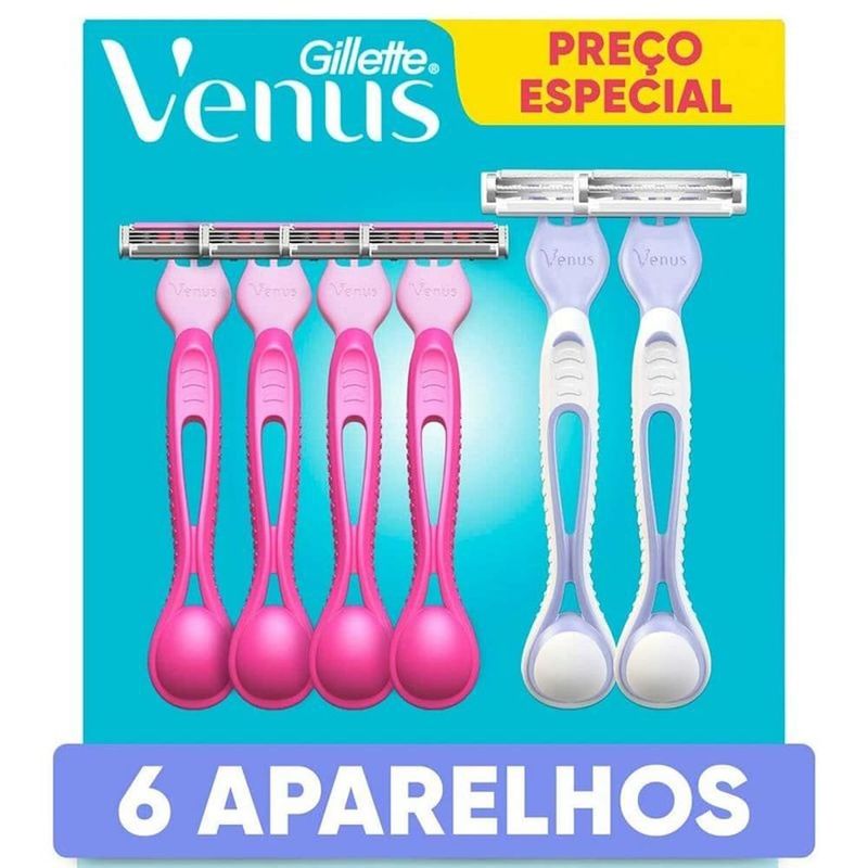 aparalho de depilar gillette venus suave 4 unidades e venus íntima 2 unidades