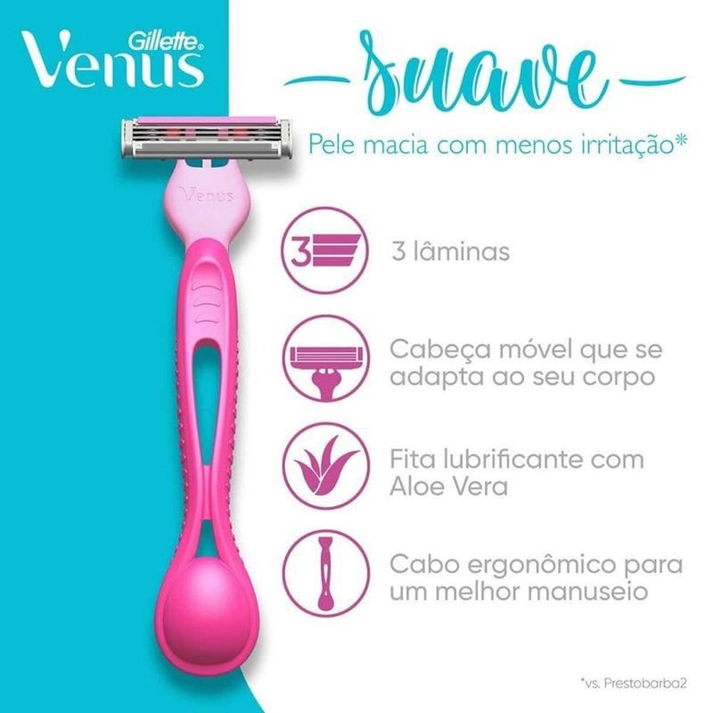 aparalho de depilar gillette venus suave 4 unidades e venus íntima 2 unidades