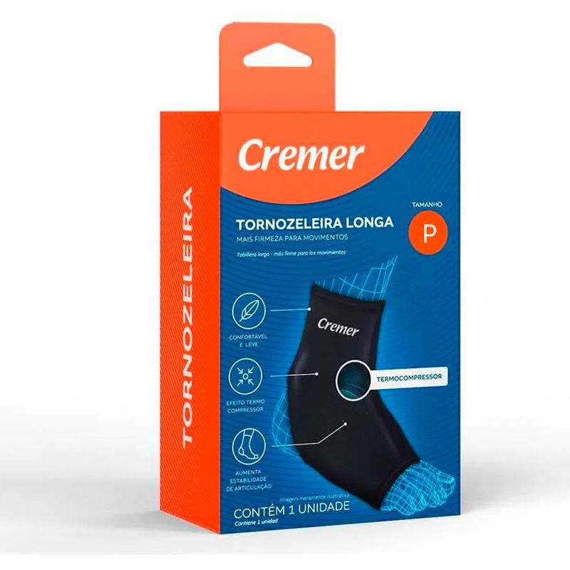 tornozeleira longa cremer p preta 1 unidade