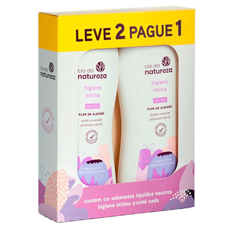kit sabonete íntimo cia da natureza neutro leve 2 pague 1 210ml cada