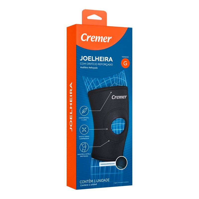 joelheira com orifício reforçado cremer g preto 1 unidade