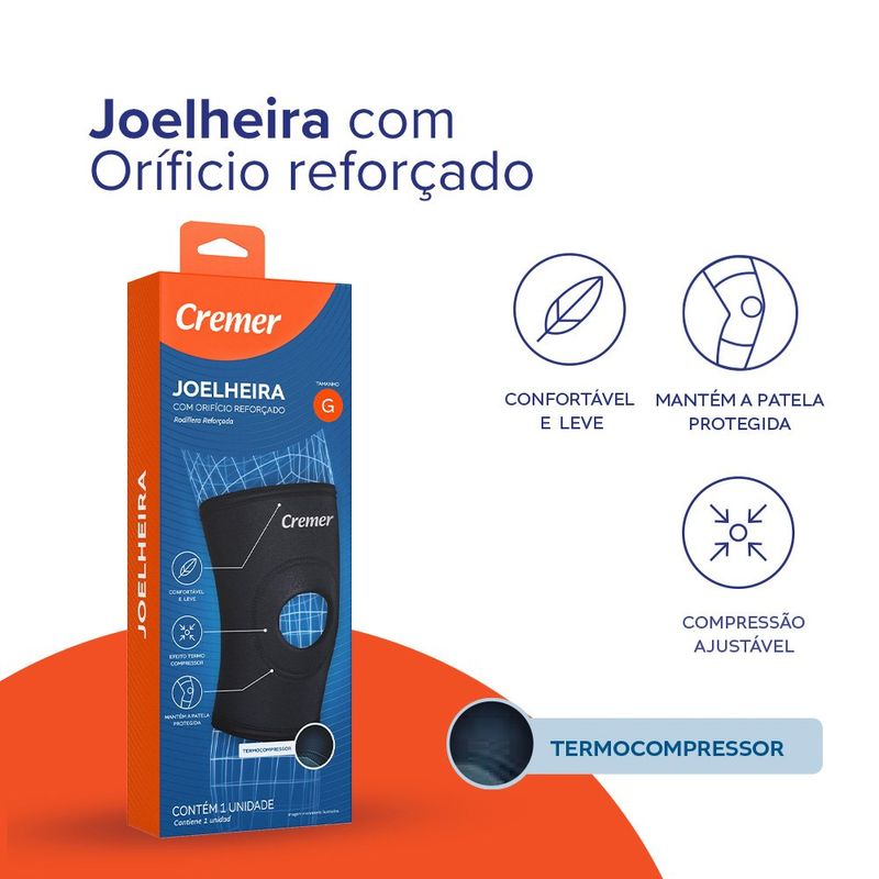 joelheira com orifício reforçado cremer g preto 1 unidade