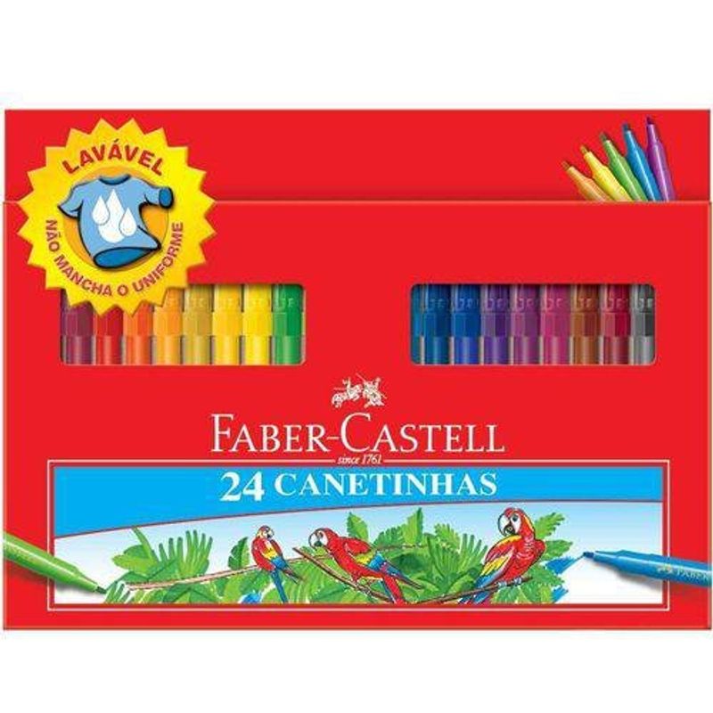 caneta hidrocor faber-castell com 24 unidades estojo cartao