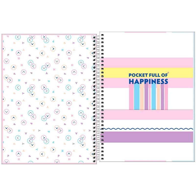 caderno tilibra happy universitário 16 matérias 256 folhas sortido 305464