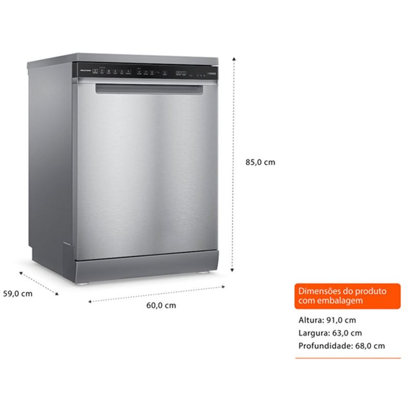 lava-louças brastemp 15 serviços 127v inox blf61arana