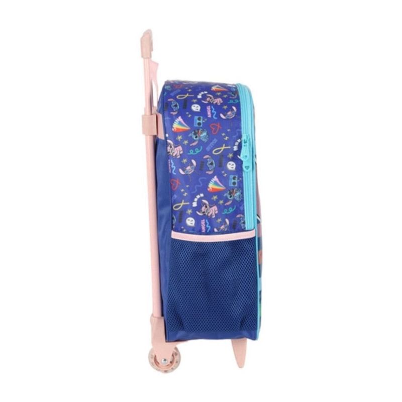 kit mochila de rodinha stitch + lancheira + estojo luxcel 3 peças azul (mp)