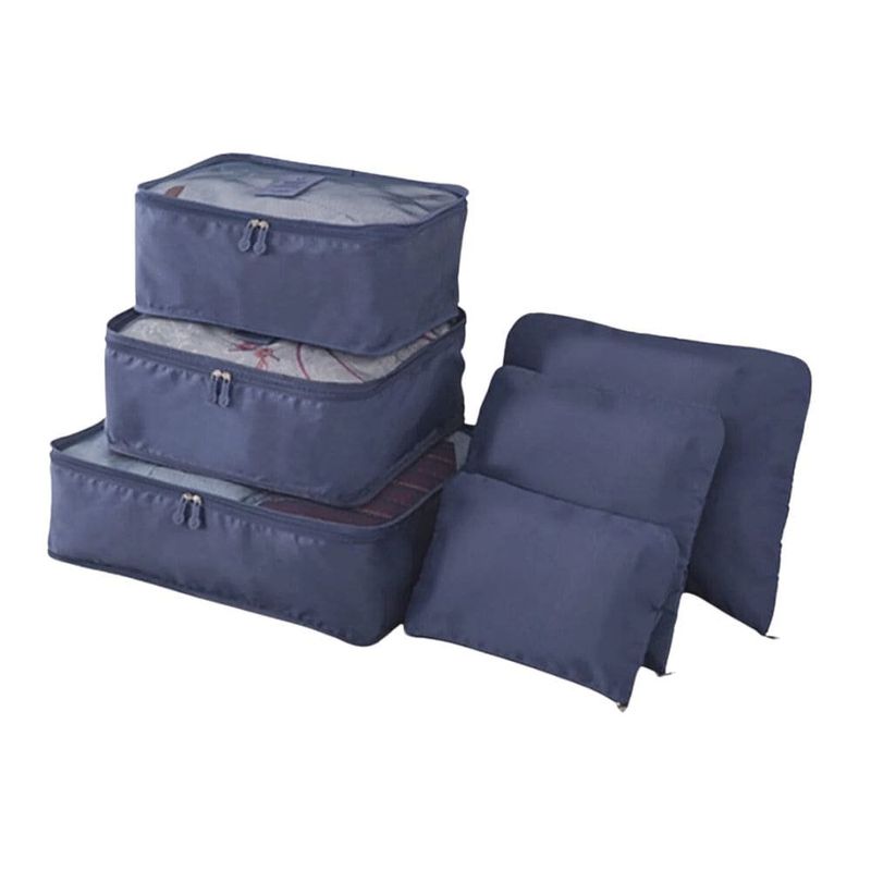 kit organizador de viagem polo king 6 peças azul pk02 (mp)