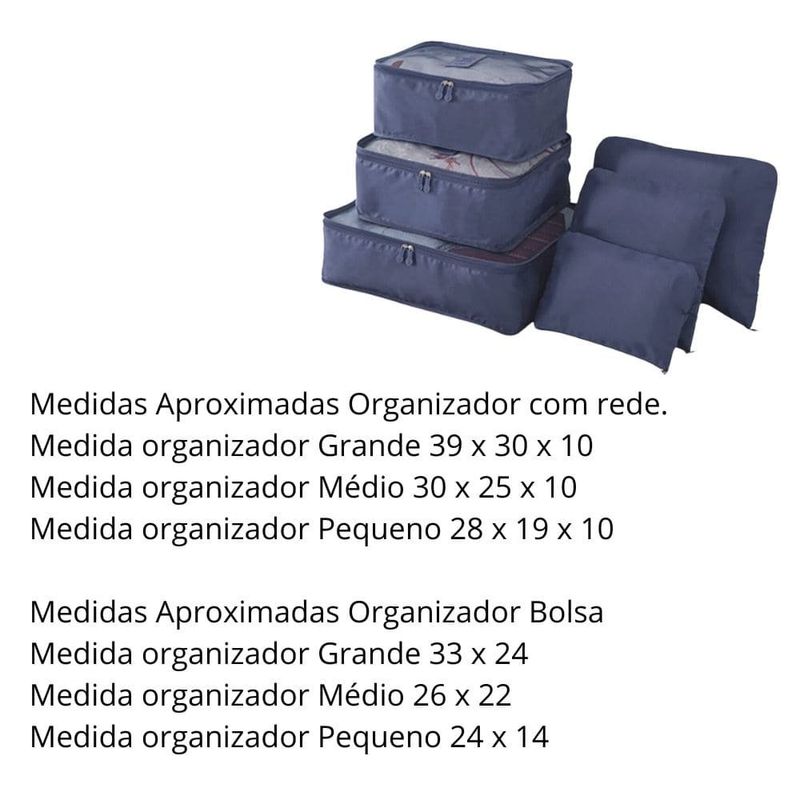 kit organizador de viagem polo king 6 peças azul pk02 (mp)