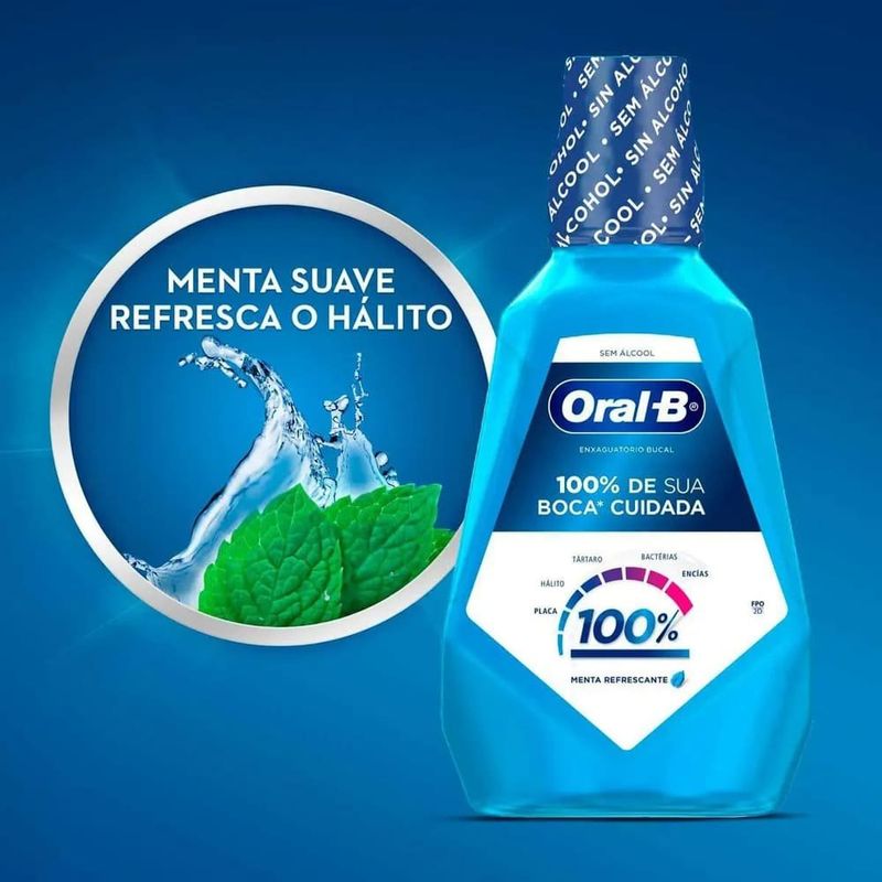 enxaguante bucal oral-b 100% menta refrescante 1l