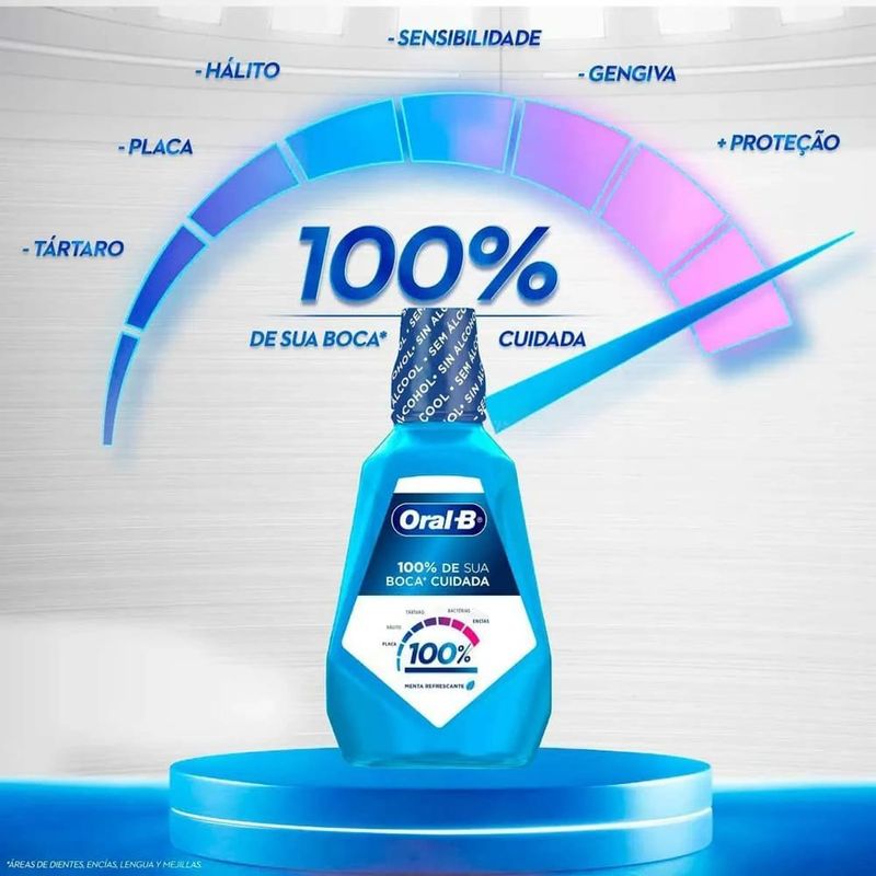 enxaguante bucal oral-b 100% menta refrescante 1l