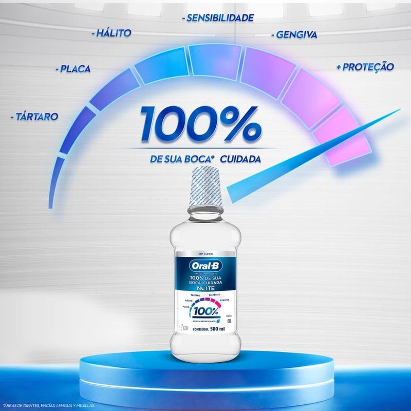 enxaguante bucal oral-b 100% menta refrescante 500ml