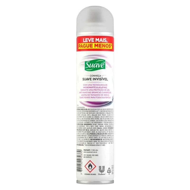 desodorante aerosol suave invisível anti manchas 48h 200ml