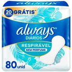 protetor diário always sem perfume respirável 80 unidades