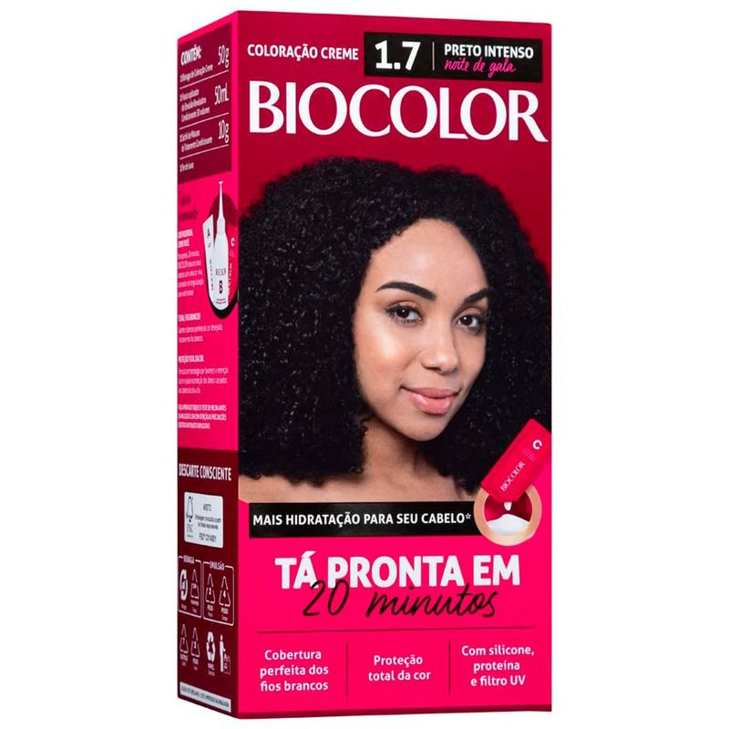 tinta para cabelo em creme biocolor preto intenso noite de gala 1.7