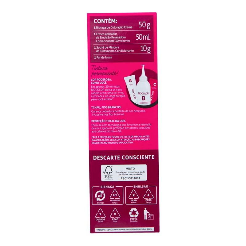 tinta para cabelo em creme biocolor preto intenso noite de gala 1.7