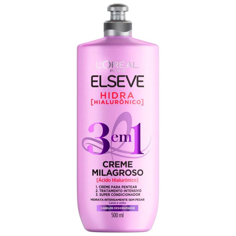 creme milagroso elseve 3 em 1 hidra hialurônico 500ml