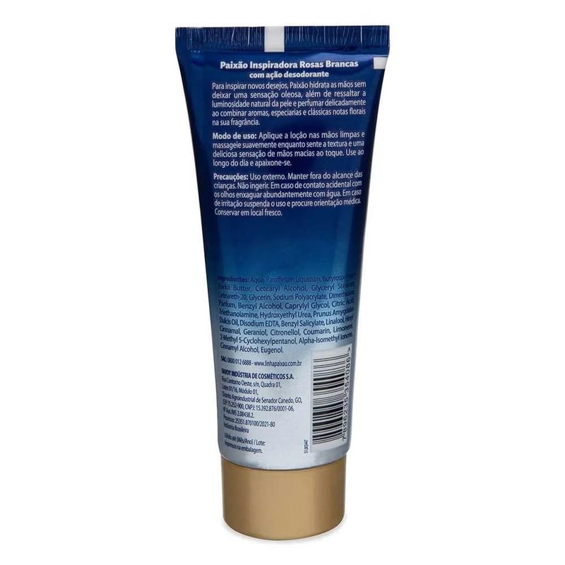 loção hidratante para mãos paixão inspiradora rosas brancas 75g