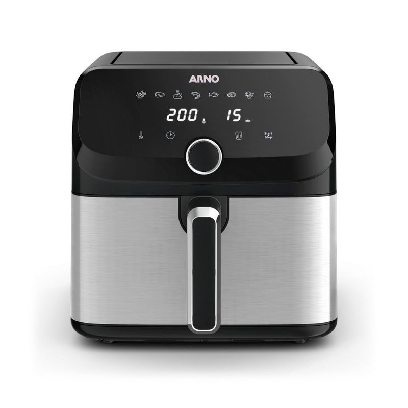 fritadeira arno airfryer mega afd7 7,5 litros preto e inox
