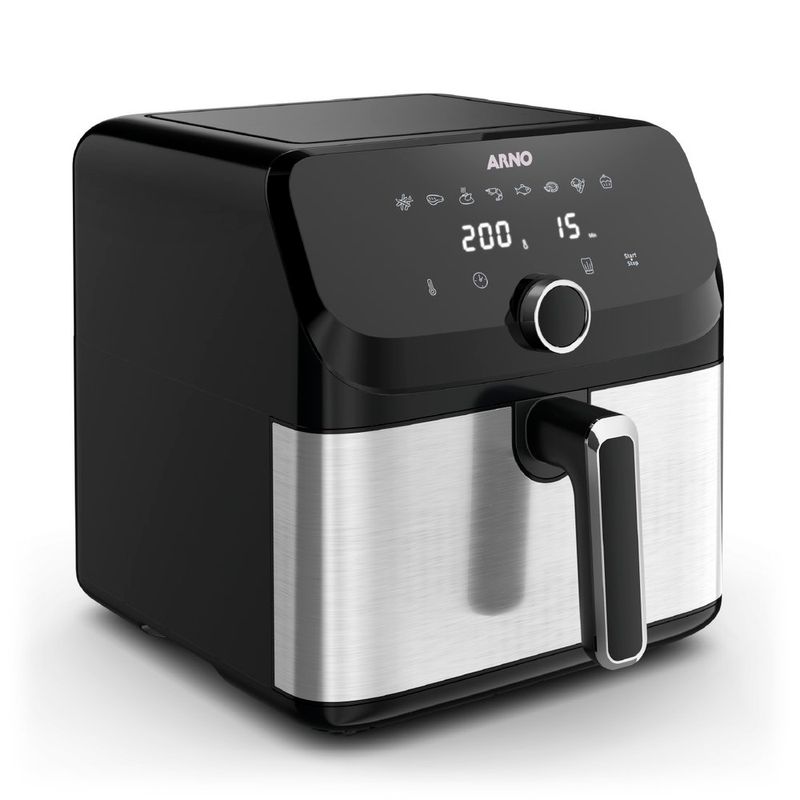 fritadeira arno airfryer mega afd7 7,5 litros preto e inox