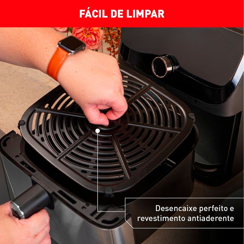 fritadeira arno airfryer mega afd7 7,5 litros preto e inox