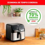 fritadeira arno airfryer mega afd7 7,5 litros preto e inox