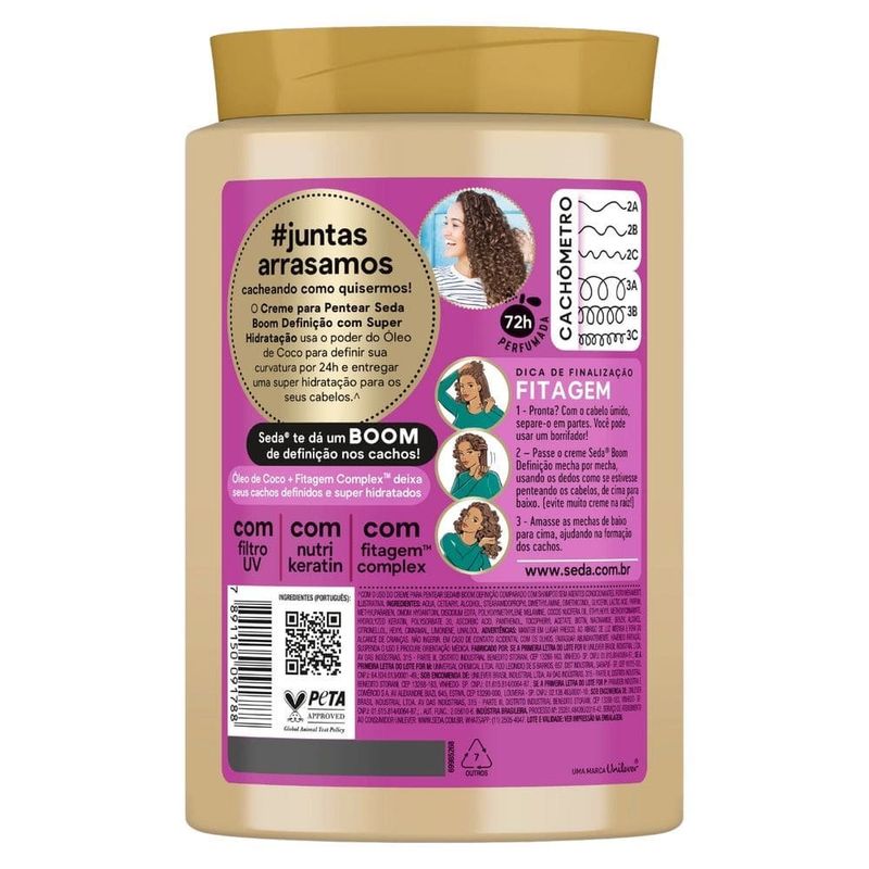 creme para pentear seda boom definição óleo de coco 1k